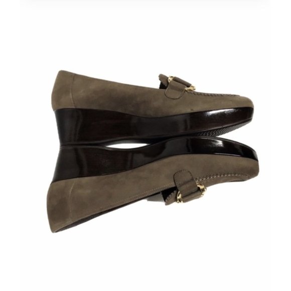 NWT STUART WEITZMAN Suede Wedge Loafers - Picture 5 of 7